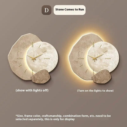 Stylish lucky stone wall clock with durable car body sheet frame