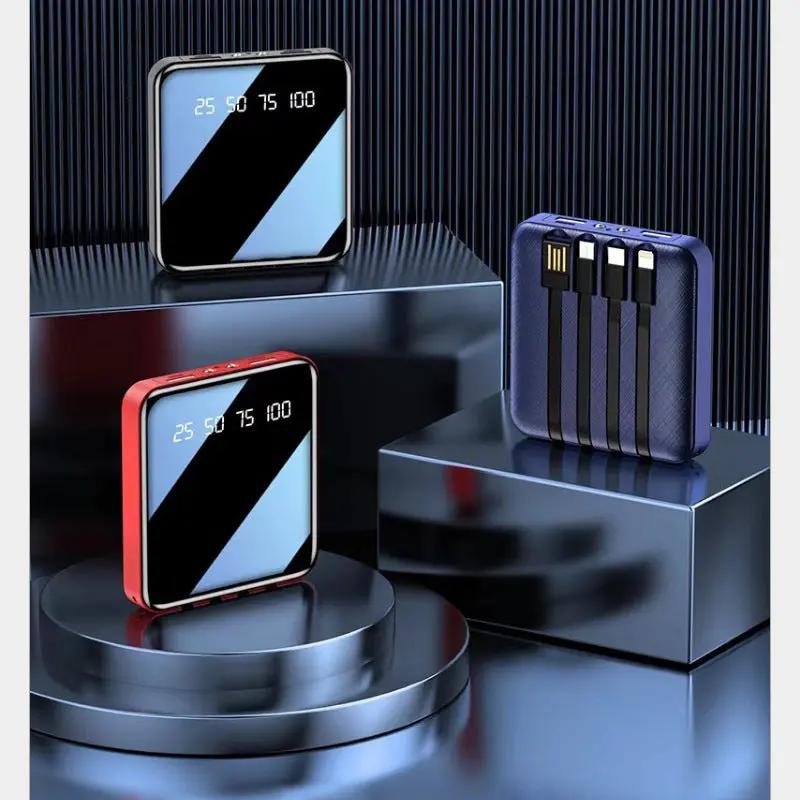 Compact mirror power bank with dual USB fast charging ports