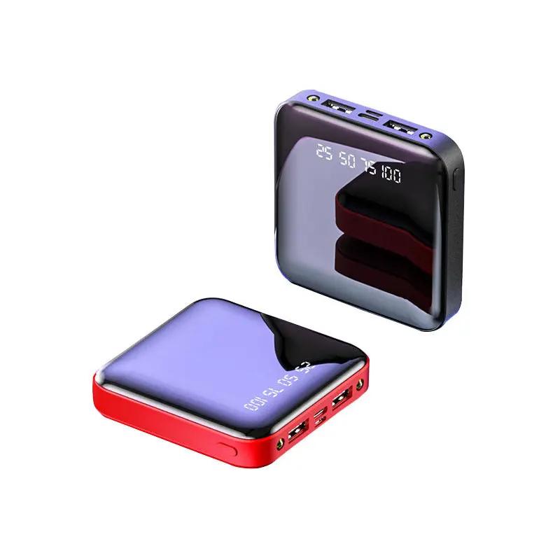 Portable power bank with LED flashlight and mirror surface