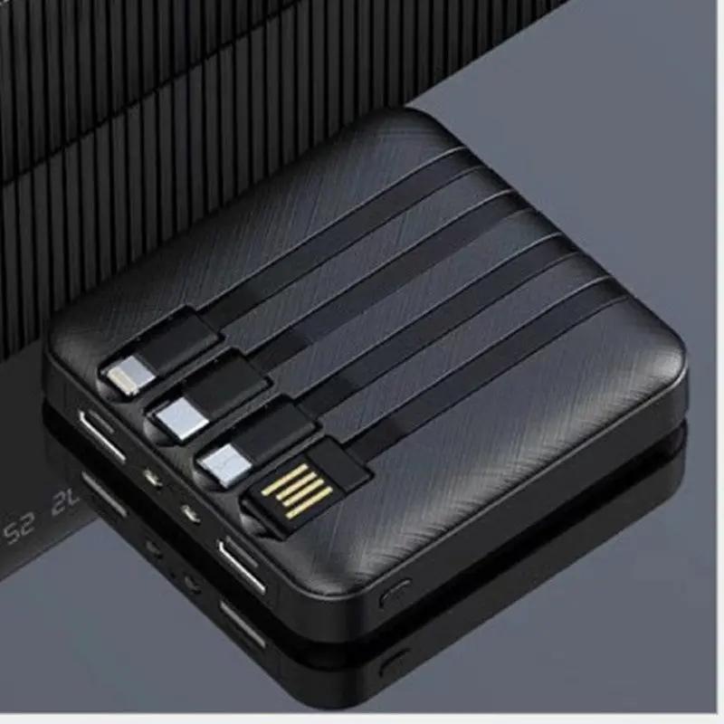 Slim power bank with LED display showing battery percentage
