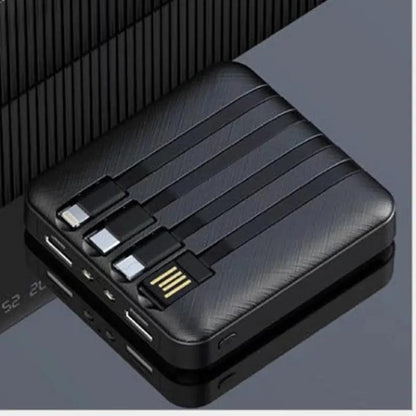 Slim power bank with LED display showing battery percentage
