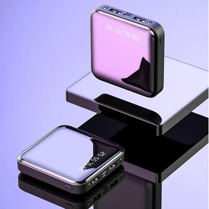 10000mAh mirror power bank with LED digital display in black