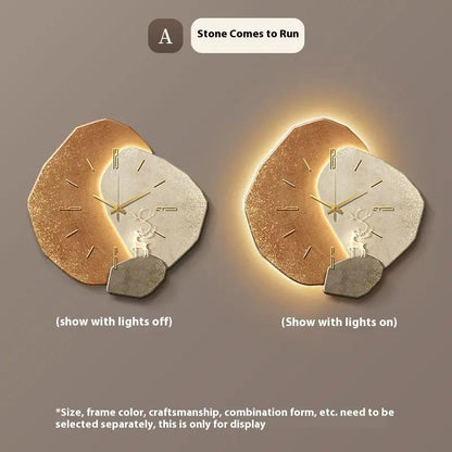 Modern restaurant clock with artistic UV printed design