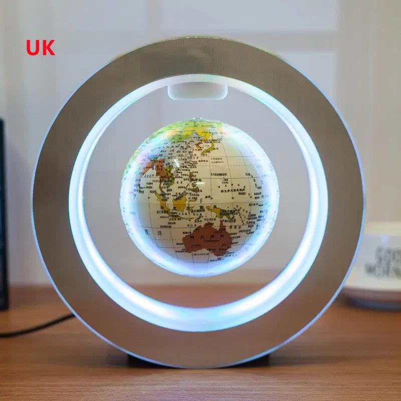 Floating globe magnetic levitation light showing world map detail