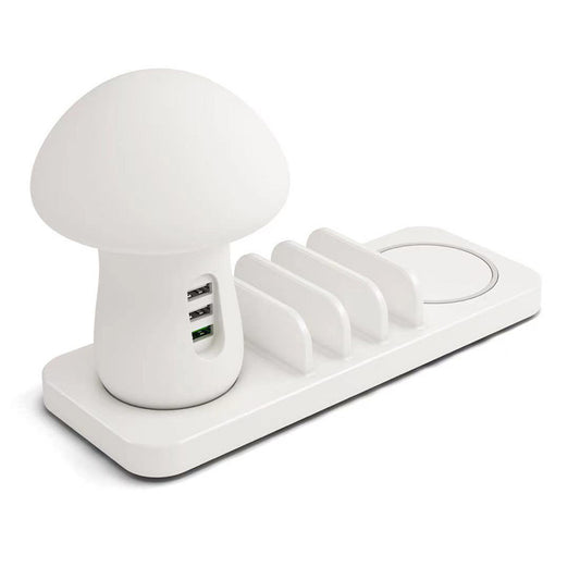 Mushroom Lamp Multi-Port USB Wireless Charger Stand