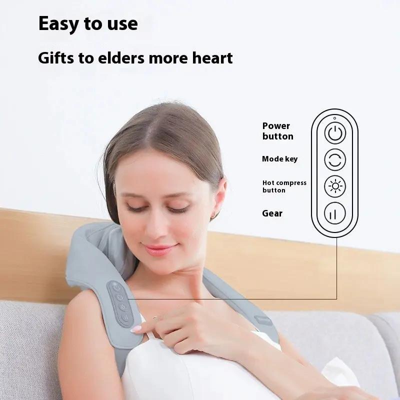 Multifunctional neck and back massager with infrared therapy in grey