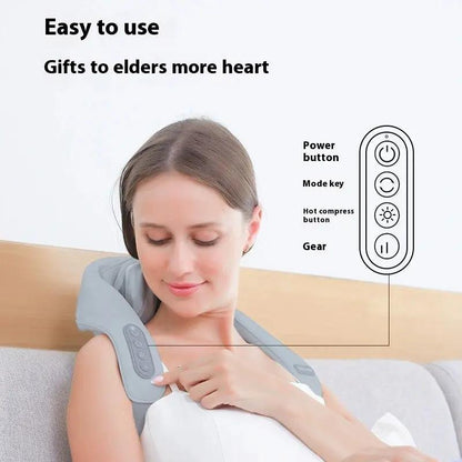 Multifunctional neck and back massager with infrared therapy in grey